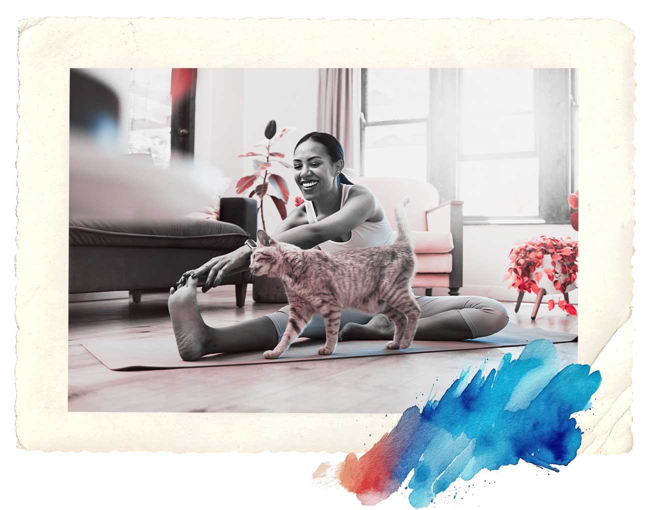 doing yoga with cat